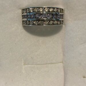 Elegant Sterling Silver and CZ Band Ring